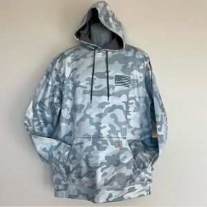 EUC | Men’s Buckhorn River Silver Camouflage American Flag Hoodie | Size Large